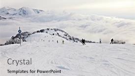  Presentation with skiing - PPT layouts featuring skiing slope in the french alpes background and a light gray colored foreground