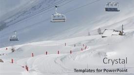  Presentation with falling snow - Presentation design consisting of skiing-slope-in-the-french background and a light gray colored foreground