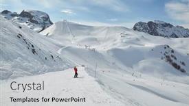  Presentation with skiing - Presentation theme featuring skiing-slope-in-the-french background and a  colored foreground