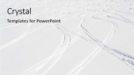  Presentation with tracks - PPT layouts consisting of skiing snow freeski - freeride tracks on powder snow background and a white colored foreground