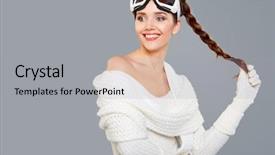  Presentation with modeling - Beautiful presentation theme featuring skiing training ski googles backdrop and a light gray colored foreground