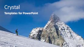  Presentation with skiing - Cool new PPT theme with skiing-under-matterhorn-peak-against backdrop and a ocean colored foreground