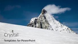  Presentation with skiing - PPT layouts enhanced with skiing-under-matterhorn-peak-against background and a light gray colored foreground