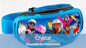 Presentation with winter family - Colorful presentation theme enhanced with skiing winter - reflection backdrop and a teal colored foreground