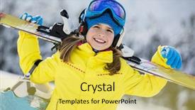 Presentation with winter sports - Audience pleasing PPT layouts consisting of skiing winter child - young skier backdrop and a yellow colored foreground
