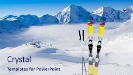  Presentation with season - Presentation theme with skiing winter season mountains background and a lemonade colored foreground