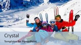  Presentation with skiing - Theme consisting of apr - skiing winter snow skiers sun background and a light blue colored foreground