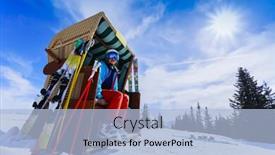  Presentation with snow blizzard in winter - PPT layouts consisting of skiing-winter-sport-snow background and a light blue colored foreground