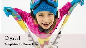  Presentation with winter sports - PPT theme consisting of skiing winter sports - portrait background and a lemonade colored foreground