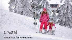  Presentation with time - Presentation theme enhanced with skiing winter time and skiing background and a sky blue colored foreground