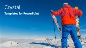  Presentation with skiing - PPT theme having skiing-with-amazing-view background and a dark gray colored foreground