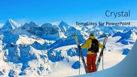  Presentation with dens in dent - PPT theme with skiing-with-amazing-view background and a cyan colored foreground