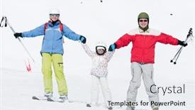  Presentation with skiing - PPT theme featuring skiing with parents background and a sky blue colored foreground