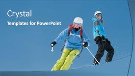  Presentation with skiing - Presentation theme consisting of skiing background and a teal colored foreground