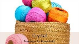  Presentation with knitting - Colorful presentation enhanced with skilful - bright threads for knitting backdrop and a gold colored foreground