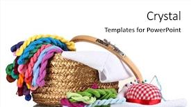  Presentation with threads fabric - Beautiful presentation featuring skilful - bright threads for needlework backdrop and a white colored foreground