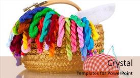  Presentation with threads fabric - Slides enhanced with skilful - bright threads for needlework background and a  colored foreground