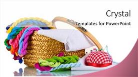  Presentation with threads fabric - Presentation consisting of skilful - bright threads for needlework background and a white colored foreground