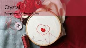  Presentation with embroidery - Cool new PPT theme with skilful - embroidery hoop with canvas backdrop and a red colored foreground
