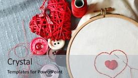  Presentation with embroidery - Slide set having skilful - embroidery hoop with canvas background and a light blue colored foreground