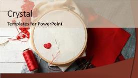  Presentation with embroidery - Presentation design featuring skilful - embroidery hoop with canvas background and a lemonade colored foreground