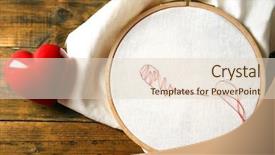  Presentation with embroidery - Beautiful PPT theme featuring skilful - embroidery hoop with canvas backdrop and a lemonade colored foreground