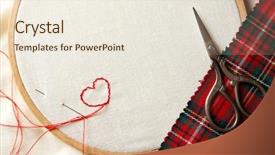  Presentation with embroidery - Presentation design featuring skilful - embroidery hoop with canvas background and a sky blue colored foreground