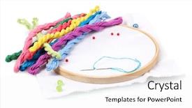  Presentation with bright white - Beautiful PPT theme featuring skilful - embroidery hoop with canvas backdrop and a white colored foreground