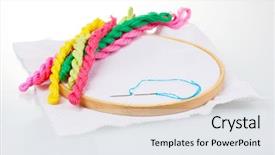  Presentation with embroidery - PPT theme featuring skilful - embroidery hoop with canvas background and a white colored foreground