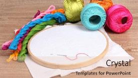  Presentation with embroidery - Audience pleasing slides consisting of skilful - embroidery hoop with canvas backdrop and a lemonade colored foreground