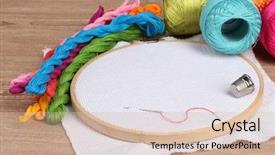  Presentation with embroidery - Amazing slide deck having skilful - embroidery hoop with canvas backdrop and a lemonade colored foreground