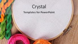  Presentation with embroidery - Slide set with skilful - embroidery hoop with canvas background and a light gray colored foreground