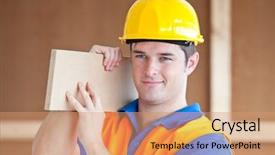  Presentation with work the word in your life - PPT theme featuring skill building - young male worker carrying background and a  colored foreground