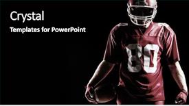  Presentation with american football - Presentation theme enhanced with skill competition - young american football player standing background and a black colored foreground