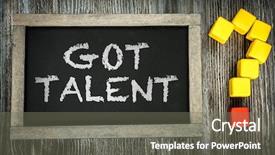  Presentation with talent - Audience pleasing presentation design consisting of skill contest - got talent written on chalkboard backdrop and a gray colored foreground