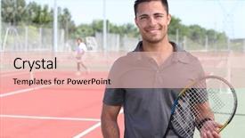  Presentation with professional tennis player athlete man - Colorful PPT theme enhanced with skill contest - tennis player posing in front backdrop and a lemonade colored foreground