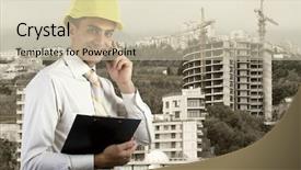  Presentation with architect - Colorful slide deck enhanced with skill development - young architect wearing a protective backdrop and a soft green colored foreground