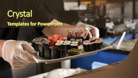  Presentation with restaurant business plan - Theme consisting of skill set - chef with plate of tasty background and a tawny brown colored foreground