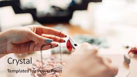 Presentation with older person holding pills - Colorful slide set enhanced with skill set - female person holds pliers bijouterie backdrop and a coral colored foreground