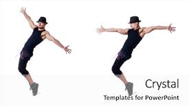  Presentation with blank whiteboard isolated on white - Theme consisting of skill set - muscular dancer isolated on white background and a white colored foreground