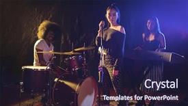  Presentation with performing arts stage - Colorful slide set enhanced with skill set - portrait of confident musicians backdrop and a wine colored foreground