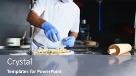  Presentation with medical face mask - Colorful presentation design enhanced with skilled-chef-preparing-traditional-italian backdrop and a gray colored foreground