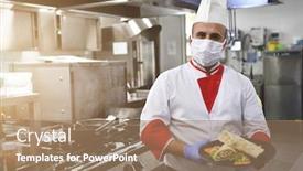  Presentation with traditional wood - Beautiful presentation design featuring skilled-chef-preparing-traditional-italian backdrop and a coral colored foreground