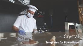  Presentation with normal - Audience pleasing PPT theme consisting of skilled-chef-preparing-traditional-italian backdrop and a gray colored foreground