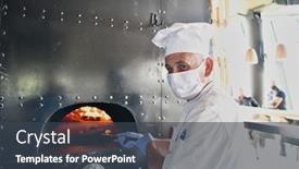  Presentation with medical face mask - Presentation theme consisting of skilled-chef-preparing-traditional-italian background and a tawny brown colored foreground