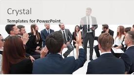  Presentation with questions - Theme consisting of skilled-coach-asks-questions background and a light gray colored foreground