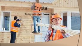  Presentation with craftsman - Amazing theme having skilled trades - craftsman carrying wood and working backdrop and a coral colored foreground