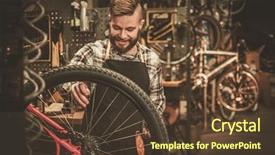  Presentation with mechanic - Cool new presentation theme with skilled trades - stylish bicycle mechanic doing his backdrop and a tawny brown colored foreground