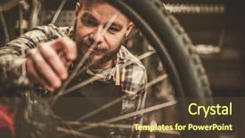  Presentation with aircraft mechanic tools - PPT theme with skilled trades - stylish bicycle mechanic doing his background and a tawny brown colored foreground