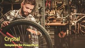  Presentation with mechanic - Presentation enhanced with skilled trades - stylish bicycle mechanic doing his background and a tawny brown colored foreground